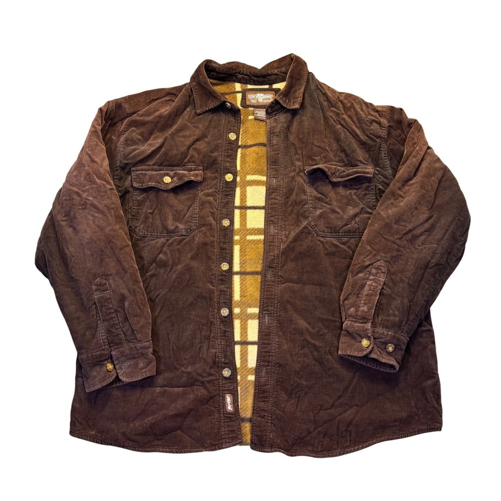 Levis Brown Corduroy Sherpa Lined Shirt Jacket Heavyweight Men's Large